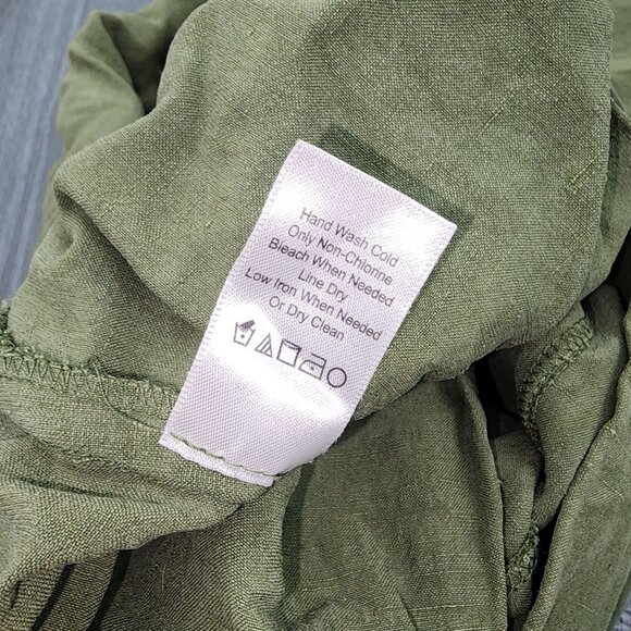 Women's Coldwater Creek Natural Fit Green Silk Linen Pants Wide Leg Medium 10/12 - Picture 6 of 6